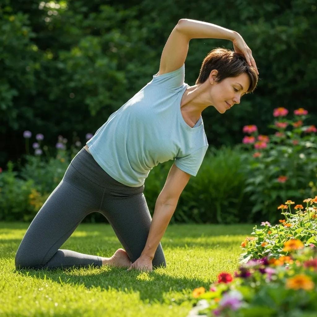 Understanding Lymphedema Causes in Adults 3 Cancer survivor practicing gentle exercise outdoors to manage lymphedema risk