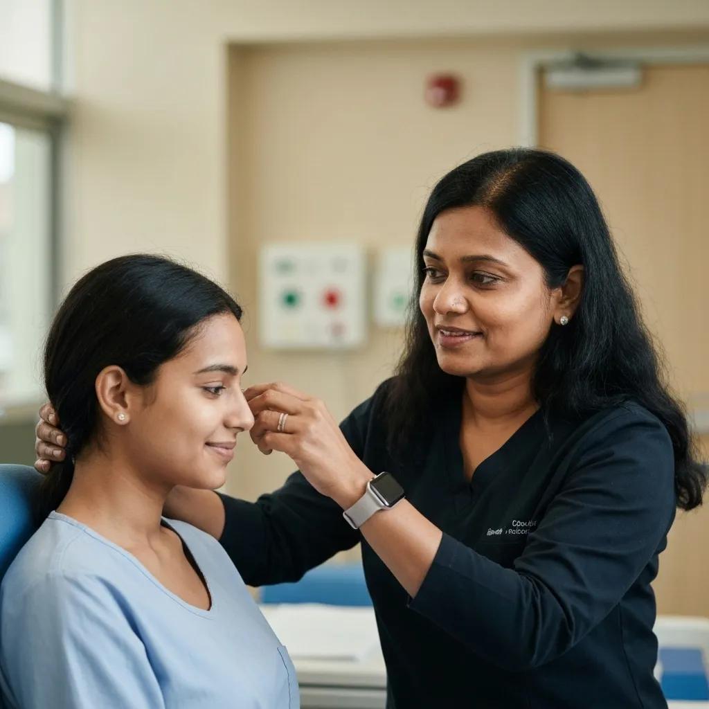 Understand Lymphedema Risk Factors You Need to Know 2 Close-up of a breast cancer survivor's arm showing lymphedema signs with a supportive healthcare provider's hand