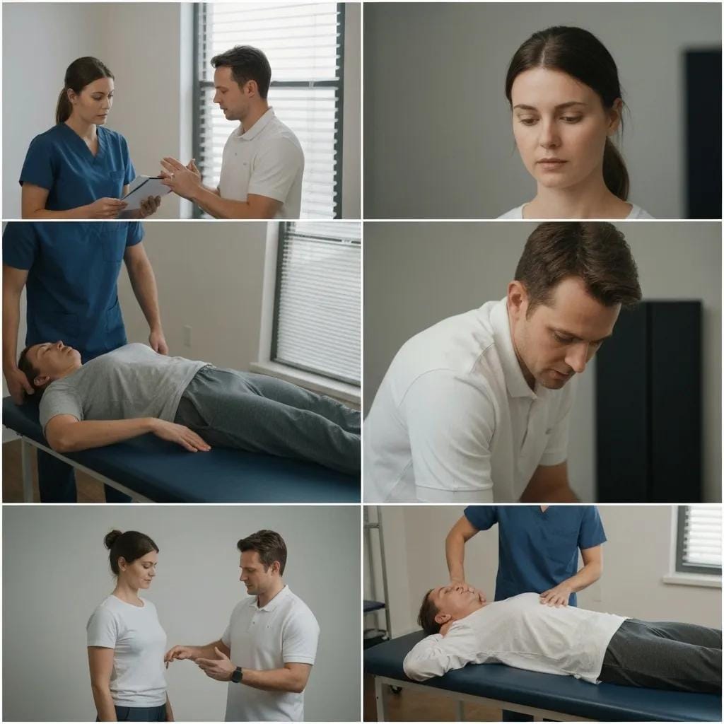 Discover the Top Benefits of Manual Therapy Techniques 2 Collage illustrating core principles of manual therapy including assessment and patient care
