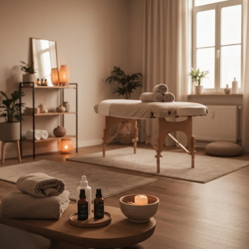 Home 8 Therapy room with massage table and calming decor for manual therapy